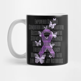 Purple Awareness Ribbon with Encouraging Words Mug